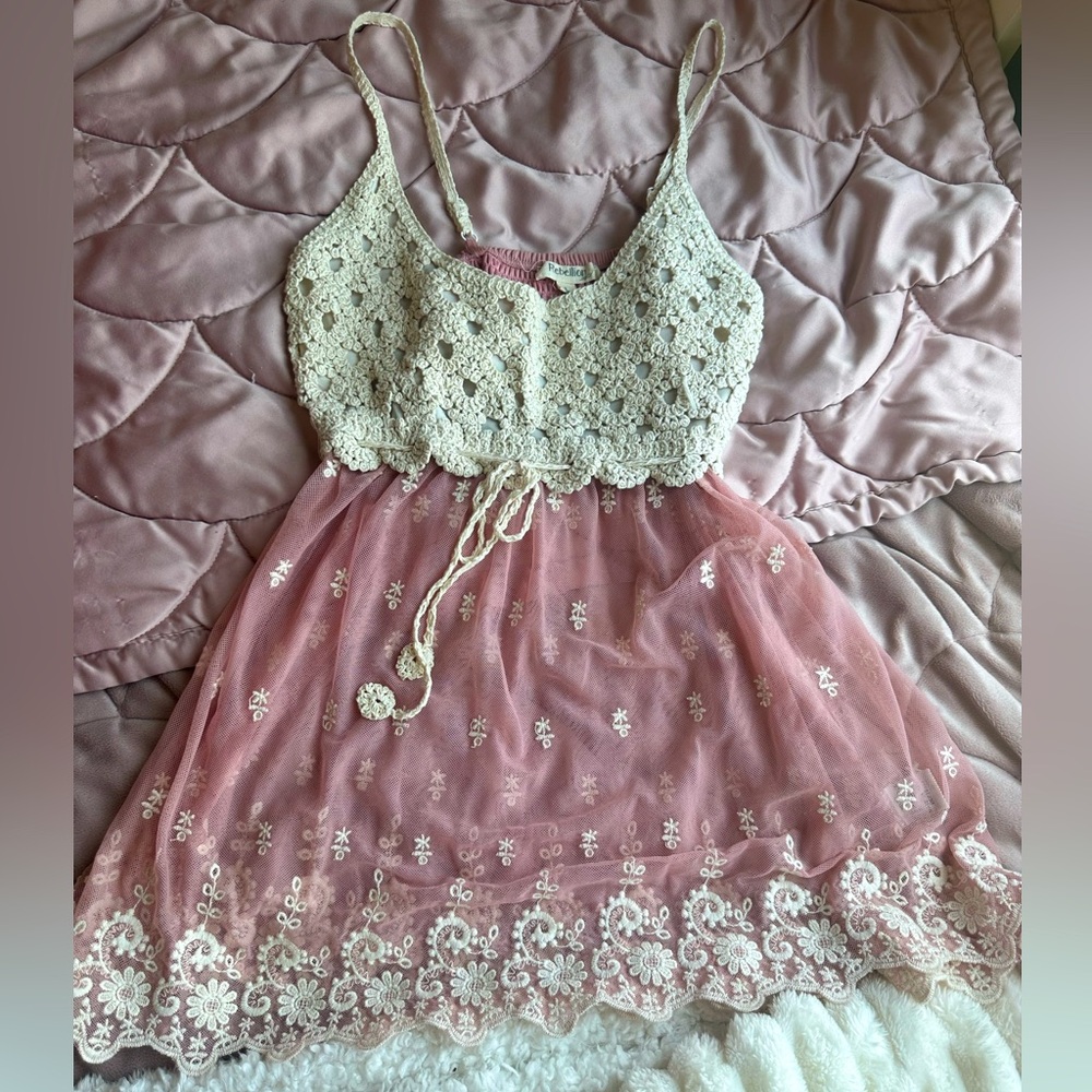 Flowy mesh babydoll tank top crocheted